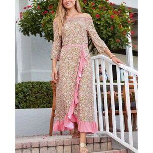 CABANA LIFE S Jetties Beach Off The Shoulder‎ Ruffle Maxi Dress/Cover-up Size S